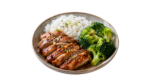 Kurczak teriyaki z ryżem i brokułami