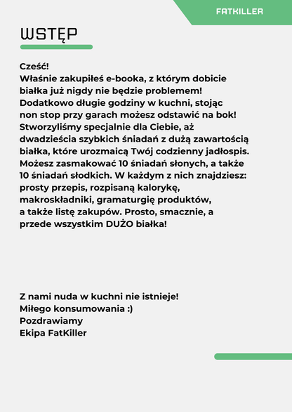Ebook - szybkie śniadania białkowe 20g+ - FATKILLER
