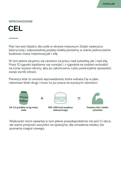 (Gotowy Ebook) Plan treningowy "MASA" - sylwetka + siła