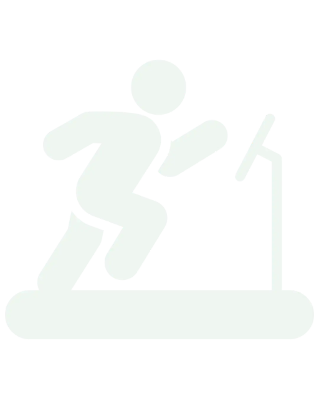 Biała sylwetka osoby biegnącej na maszynie do ćwiczeń