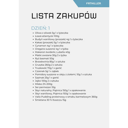 Jadłospis sport+ (dieta na masę i redukcję) - FATKILLER