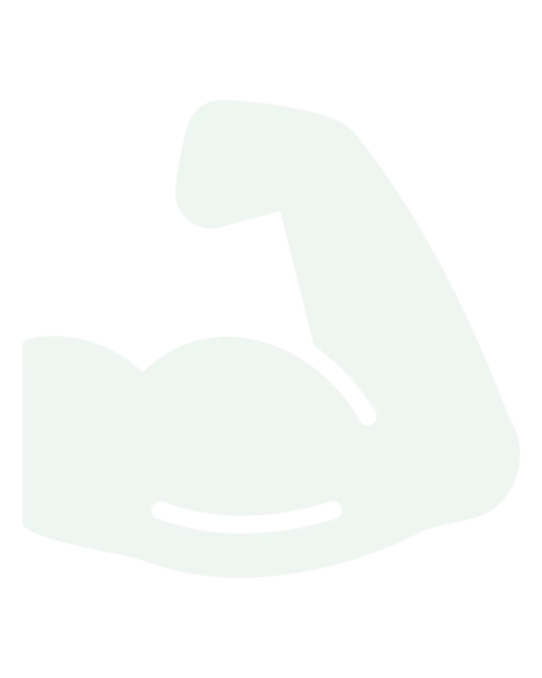 Minimalistyczny pikselowany grafika z napiętym biceasem w jasnoszarym kolorze na czarnym tle.